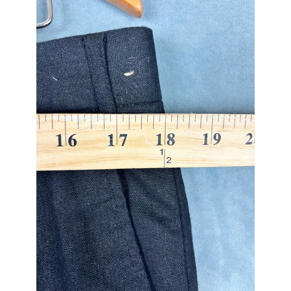 The Linen Connection Henri Valdise Mens Black 100% Linen Pleated Cuffed Pants 36